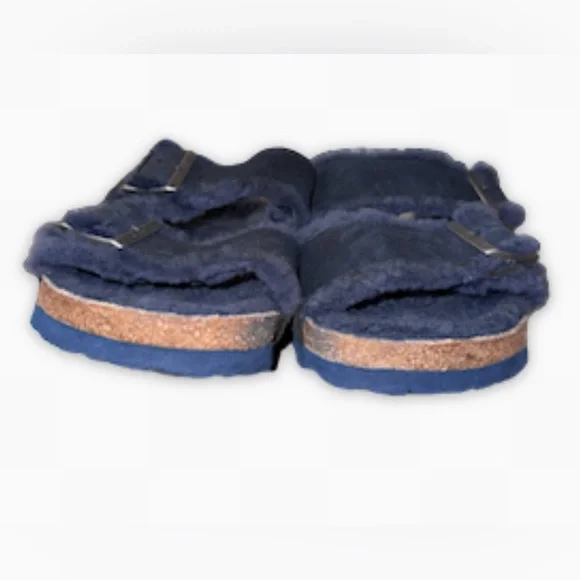 BIRKENSTOCK Arizona blue fur suede sandals women’s shoes size 41 10 10.5 - Picture 13 of 17